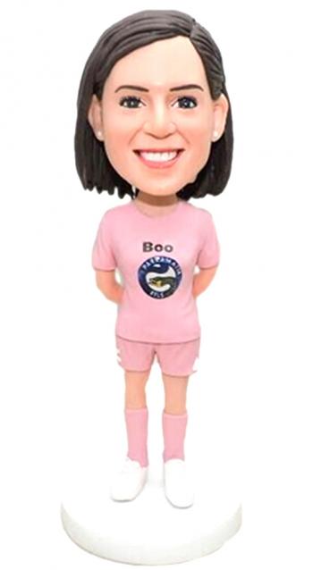 Custom bobbleheads female football fans with jersey