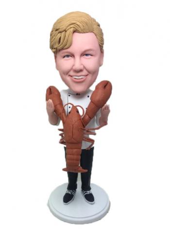 Custom bobbleheads Chef with lobster