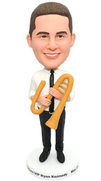 Custom Bobbleheads Trumpet player Bobble heads for him