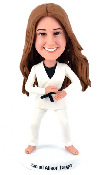 Custom bobbleheads Taekwondo lady office bobbleheads