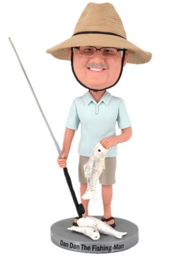 Custom Bobbleheads Fishing man catch big fish