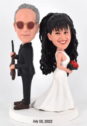 Custom bobbleheads Smith couple groom defending wedding gifts