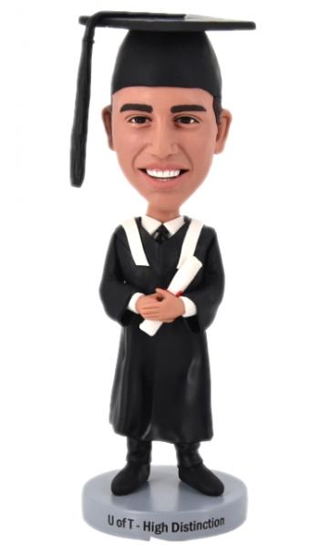 Custom Bobbleheads Graduation male holding diploma student