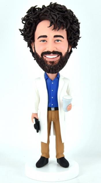 Custom bobbleheads Doctor Male with mask and cup in hands
