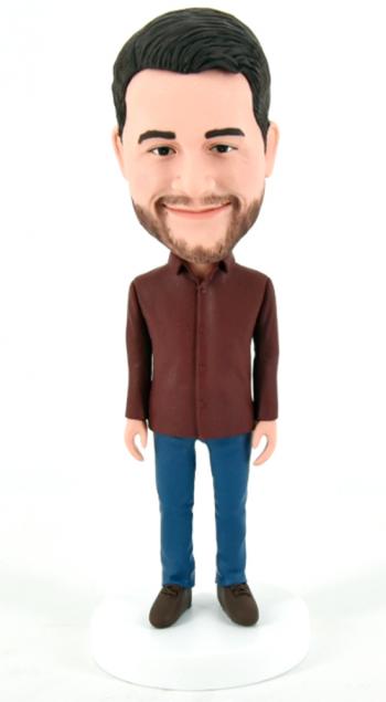 Custom bobblehead male in casual shirt