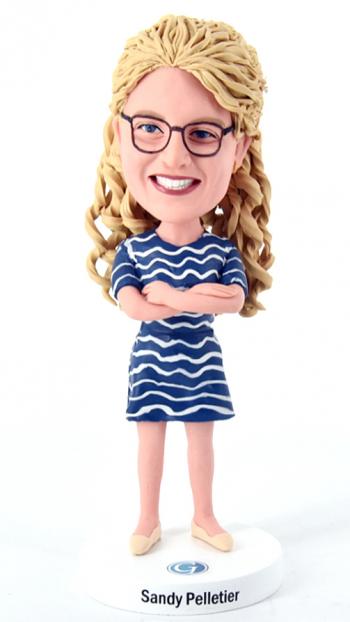 Custom bobblehead office lady crossed arms in her own outfits
