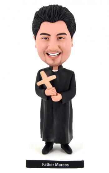 Custom bobbleheads priest with crucifix