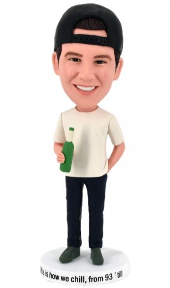 Custom bobblehead holding beer in hand male/female