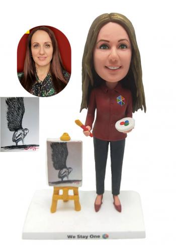 Custom bobbleheads for art teacher/artist painter