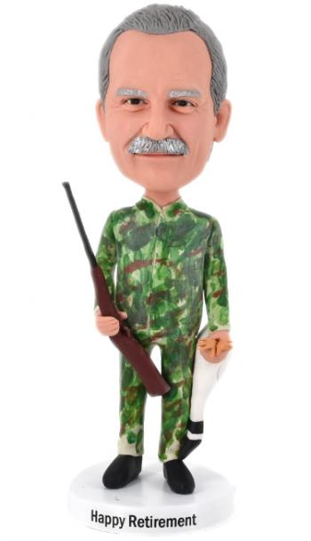 Custom Bobbleheads gift for dad/boss/father Camouflaged Hunter