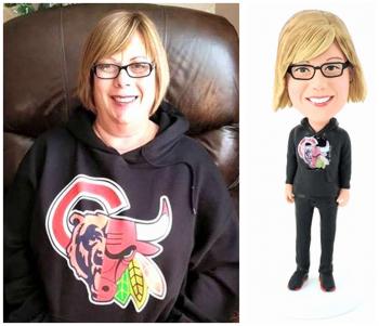 Custom bobblehead hockey fans lady any team any logo