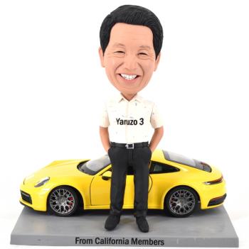 Custom Bobbleheads Personalized Bossday gifts for father yellow 911 Carrera 4S
