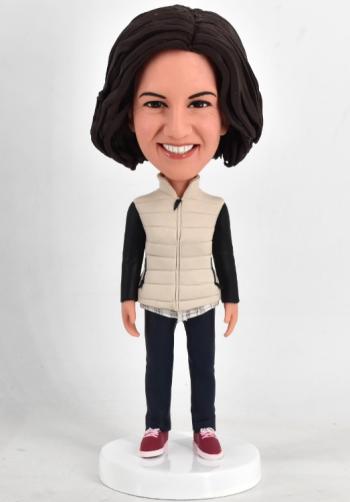 Custom bobbleheads gifts for mom/mother wearing dawn jacket