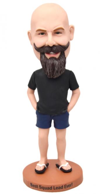 Custom bobblehead dad wearing sandals hands in pocket