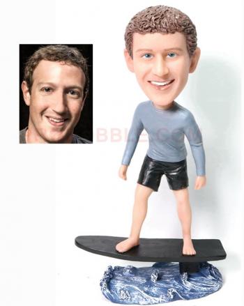 custom bobblehead male wave surfer hydrofoiling surfing