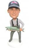 Custom bobbleheads fisherman catching big fish catfish