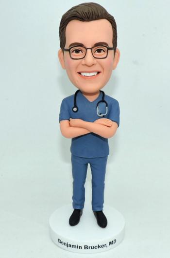 Custom bobblehead dentist / doctor holding arms