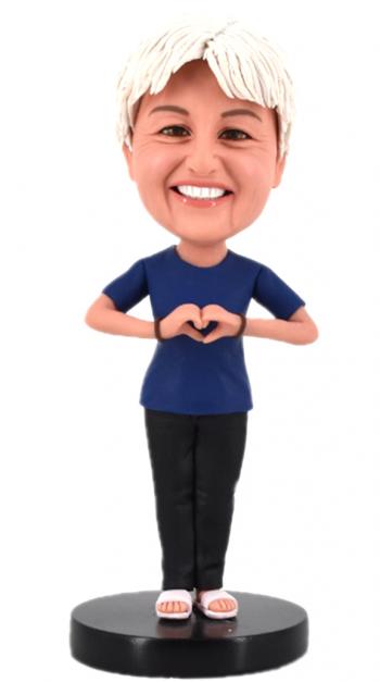 Custom Bobblehead Lady hands in heart shape