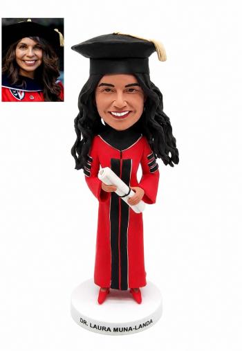 Custom Graduation Bobblehead in Cap and Gown – Personalized Graduate Keepsake
