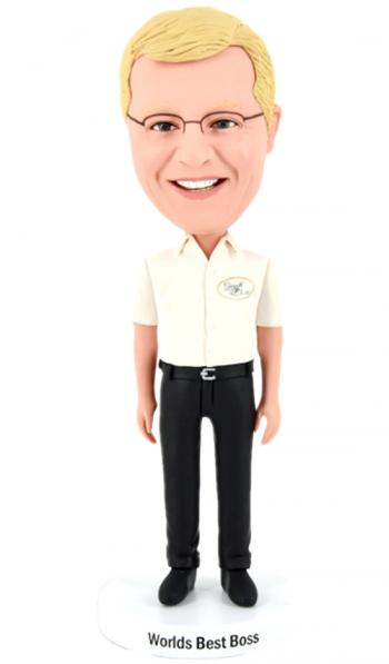 Custom bobblehead boss in polo shirt