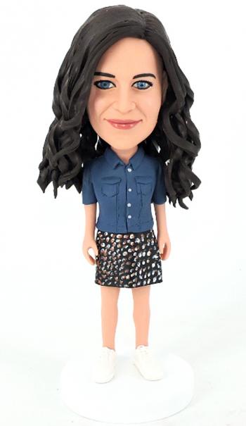 Custom bobblehead boss/office lady in jacket and dress