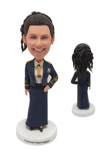 Custom bobbleheads military dress Custom female officer bobblehads for retirements