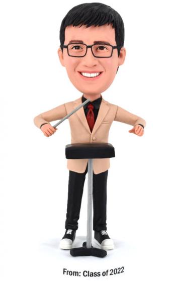 Custom bobbleheads conductor holding sticks