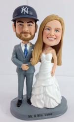 Traditional wedding cake topper bobbleheads