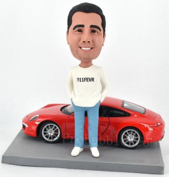 Custom Bobbleheads Gifts for boss Porsche 911 turbo sports red