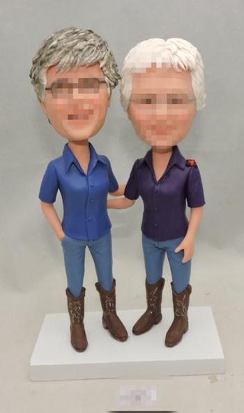 Custom same sex cowboy style wedding cake topper