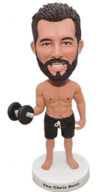 Custom bobbleheads fitness trainer dumb bell muscle man strong