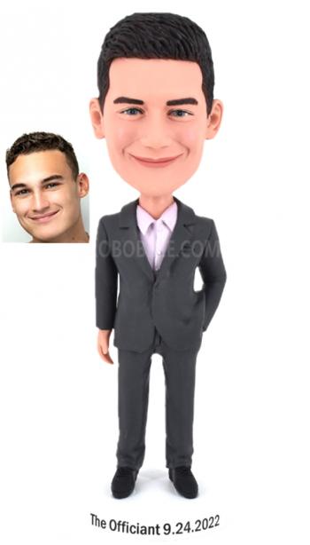 Custom Bobblehead groomsman office boss hand in pocket