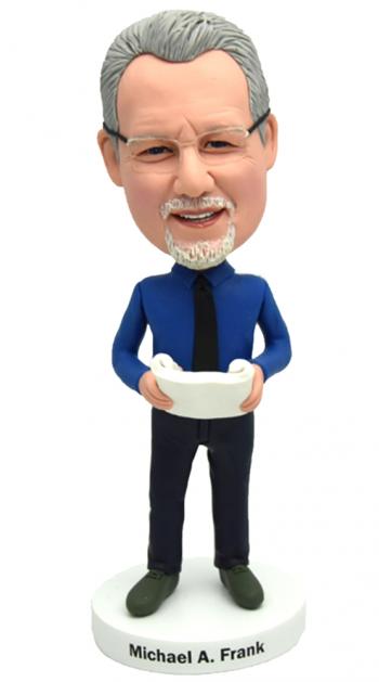 Custom Bobblehead Businessman Reading Book/newspaper