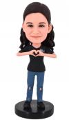 Custom bobbleheads Hands in heart shape birthday Bobble heads her/him