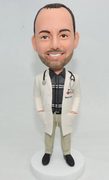 Custom bobbleheads doctor with stethoscope on neck