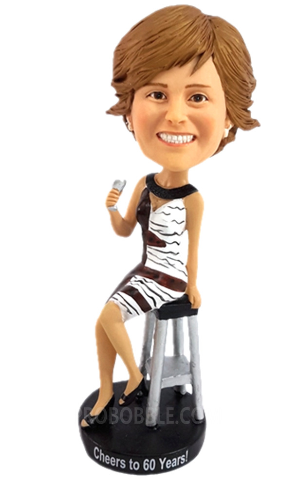 Custom Bobbleheads office Lady Drink Wine - Click Image to Close