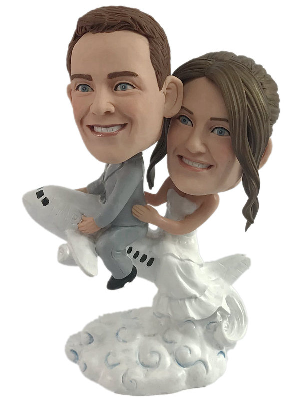 Custom bobbleheads anniversary gifts couple travelling Airplane - Click Image to Close