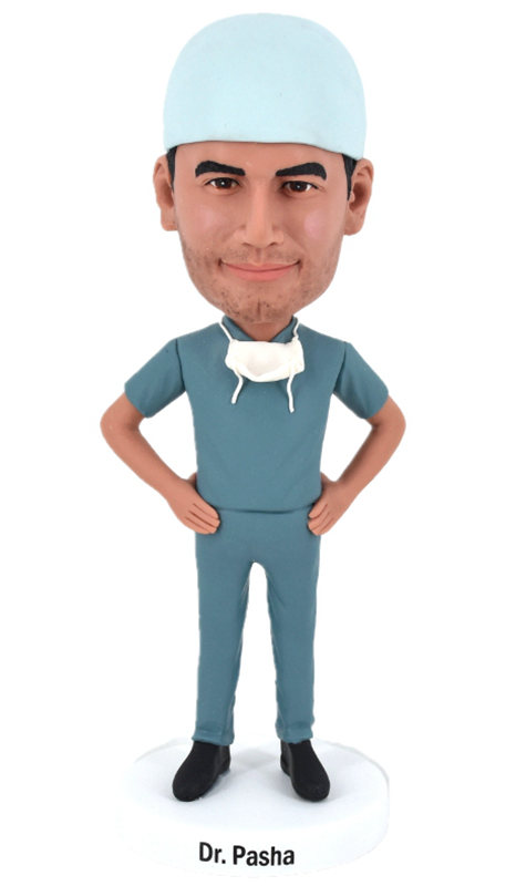Custom Bobbleheads Male Doctor in Scrubs (hat/mask for optional) - Click Image to Close
