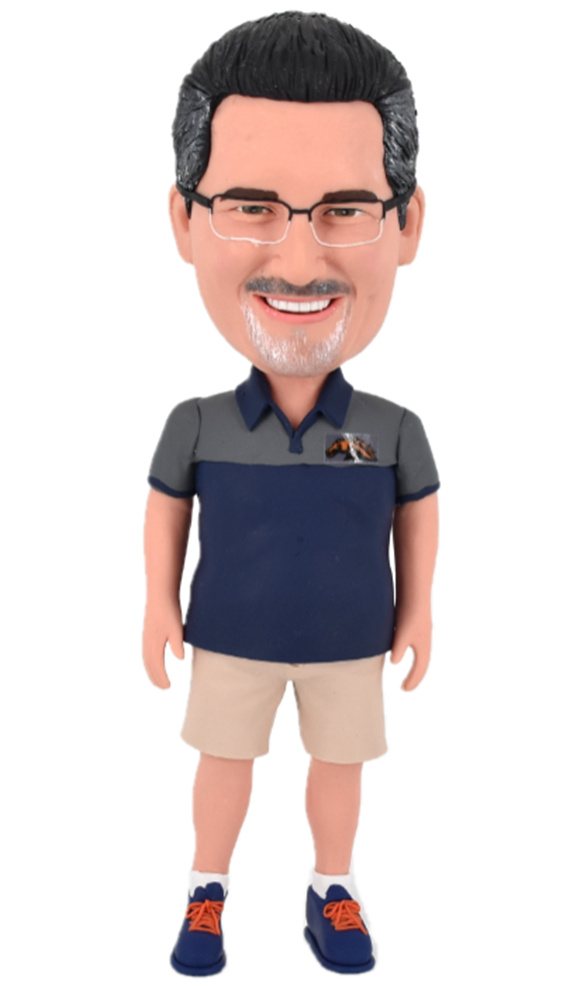 Custom bobblehead dad in polo shirt team coach bobbleheads - Click Image to Close