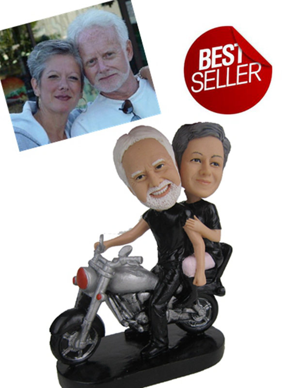 Custom bobbleheads anniversary gifts for parents couple motocycle Bobbleheads - Click Image to Close